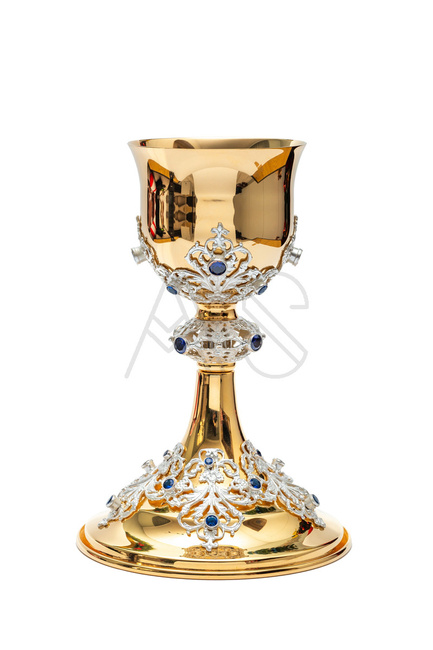 Mass chalice decorated with sapphires